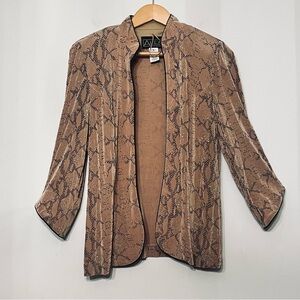 Vintage Alex Evening Jacket Formal Gold Sparkle Animal Print Mob Wife USA Small